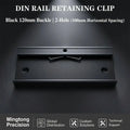 Black Aluminum 120mm Wide 35mm DIN Rail Snap Hook Installation Bracket with Clip Mount
