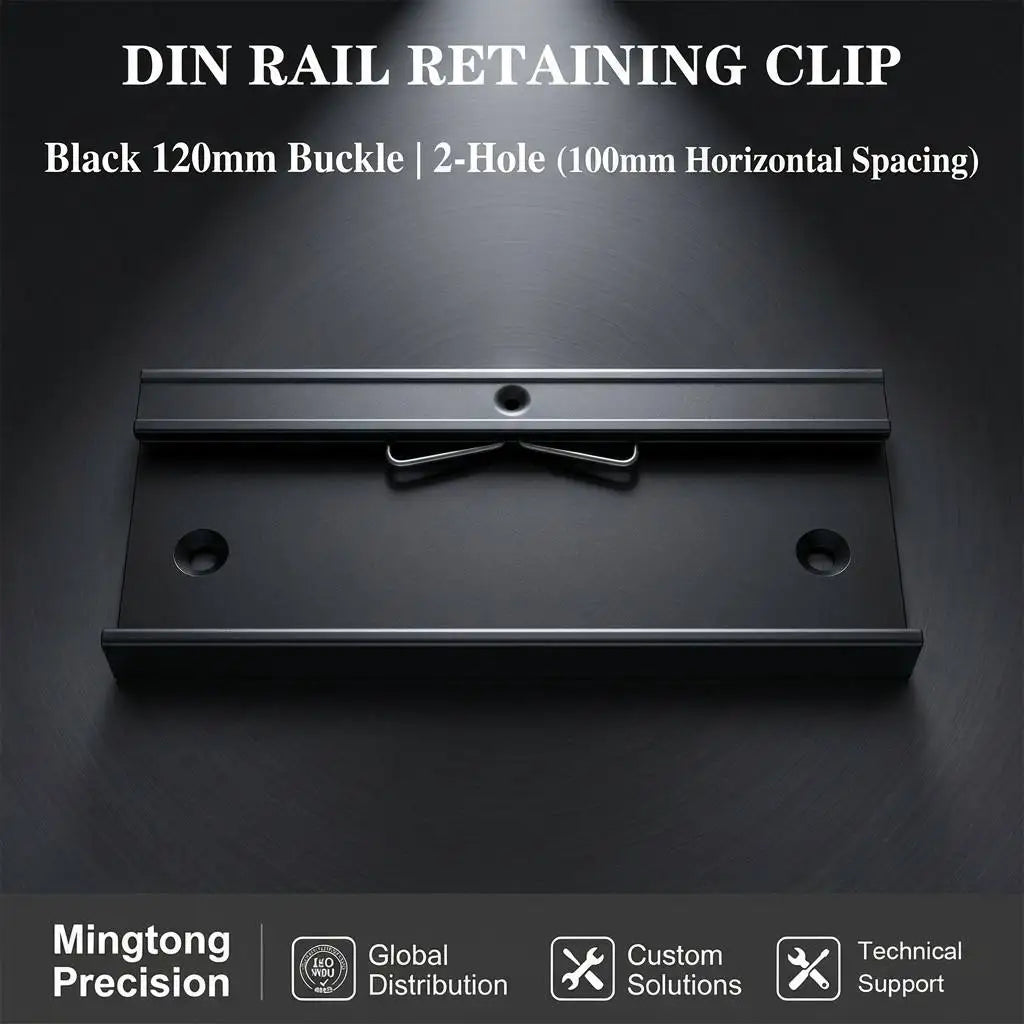 Black Aluminum 120mm Wide 35mm DIN Rail Snap Hook Installation Bracket with Clip Mount