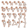 316L Surgical Steel 16G Rose Gold CZ Labret Lip Ring Crystal Cluster Ear Cartilage Tragus Helix Daith Piercing Jewelry Fashion