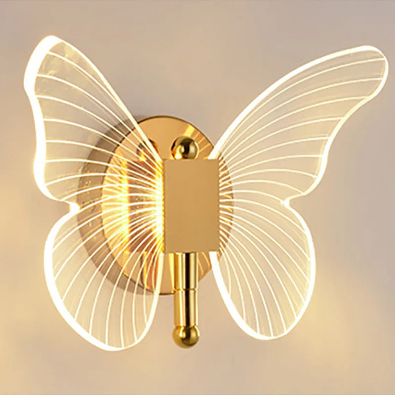 Butterfly Design LED Wall Light Gold Stainless Steel Warm White Wall Mounted Lamp for Indoor Use in Hallway & Bedroom Decor