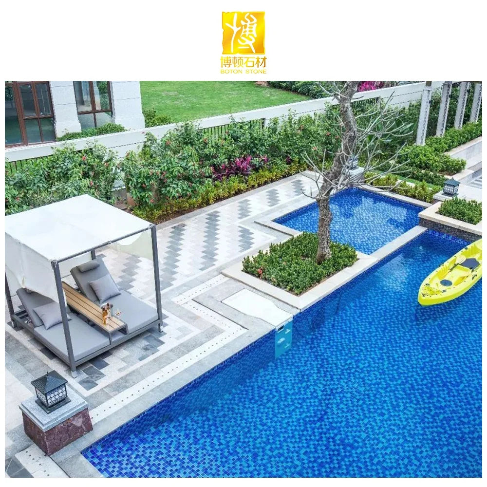 BOTON STONE Factory Wholesale Polished Surface Flooing Tile Glass Blue Swimming Pool Mosaic