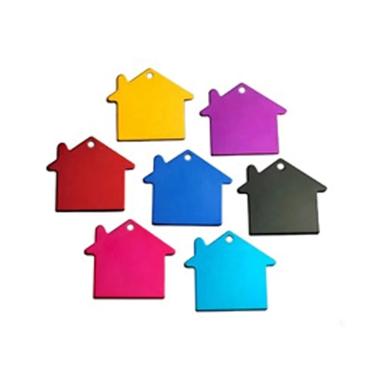 High Quality Aluminum Alloy Tag Blank House Shape Metal Pet Dog Cat Tag