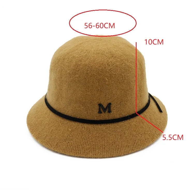 X1064 Lady's Wool Jazz Caps Wide Brim Beanie Hat for Outdoor & Casual Knitted Basin Hat Dropshipping Felt Hat