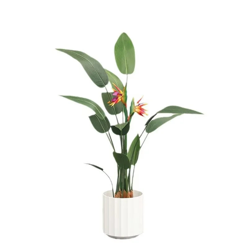Large Real-Looking Artificial Bird of Paradise Tree with Flowers Green Plant Furnishing Article