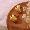 C Shaped Wide Thick Gold Chunky Hoop Earrings 18k Gold Plated Stainless Steel Earrings Women