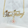Qiuhan Stainless Steel Jewelry 18K Gold Flower Type Zircon Pendant Custom Name Necklace
