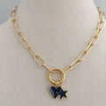 NM35112 Brass Jewelry Spring Clasp Chain Necklace Gold Plated Star Pendant Heart Pendant Choker Necklace