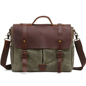 Retro Style Casual Business Large Capacity Vintage Canvas Messenger Bag Briefcase Unisex Crossbody Soft Bag Brushed Gold