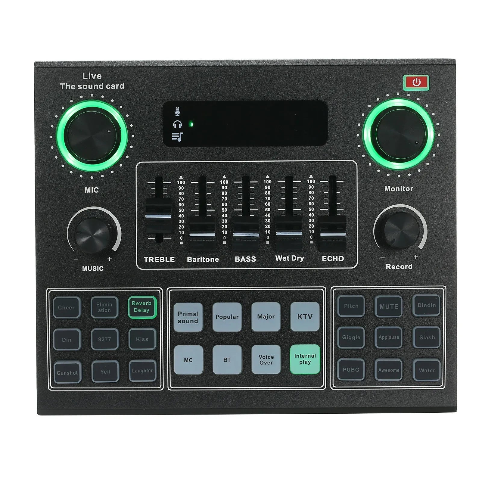 V9 Live Sound Card BT Accompaniment Audio Mixer with Sound Effects Broadcasting Recording Network Singing on Phones Laptop