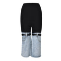 OUDINA Hotselling Patchwork Stretch Color Contrast Stitching Jeans Straight Cropped Pants for Women Jeans