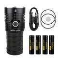11000 Lumen Rechargeable 4*18650 Battery Powered Super Bright Tactical LED Flashlight