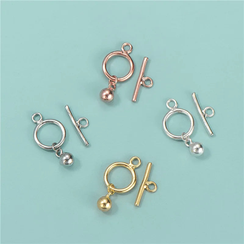 Wholesale 925 Sterling Silver OT Toggle Clasps with Dangle Ball Diy Bracelet Necklace Connectors Buckle Accessories