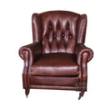 Chesterfield Tufted Buttons Back Accent Armchair Vintage Brown Genuine Leather Living Room Home Office Wing Back Chair Luxury