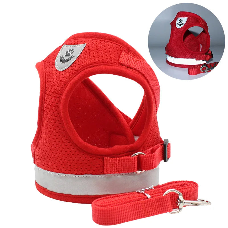 Customizable Hot Selling Pet Dog Breathable Vest Style Reflective Harness and Leash Set