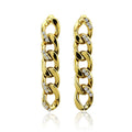 Custom Geometric Cool Earrings for Women Party Jewelry with Shiny Setting Stone Personality  Long Chain Statement Earrings