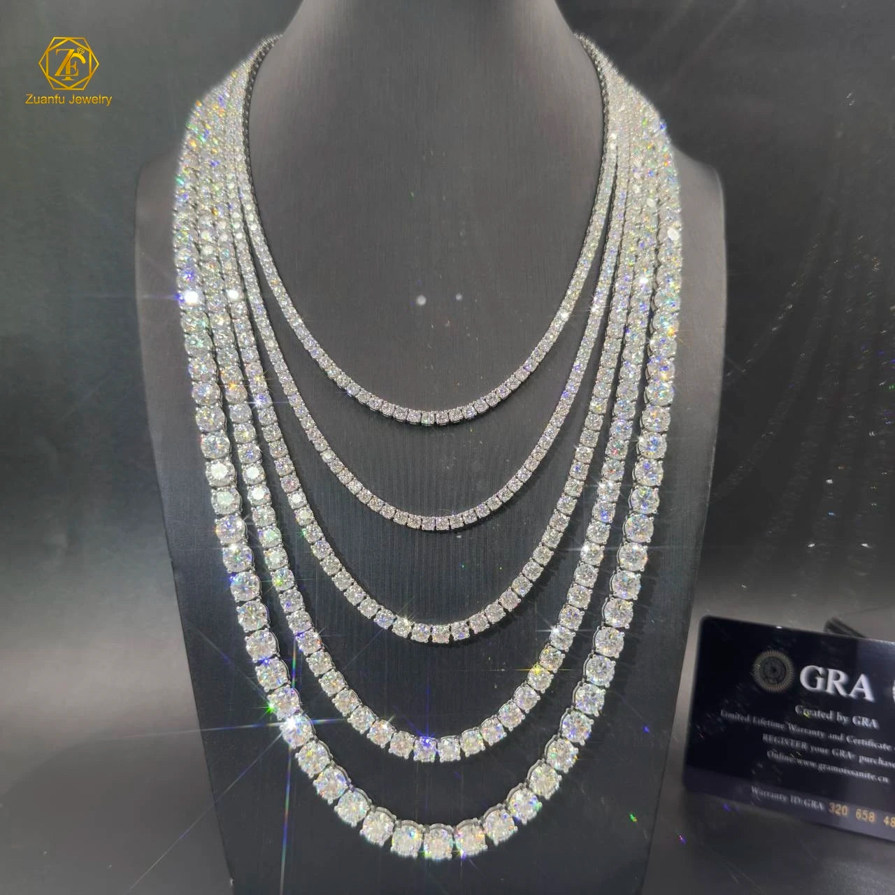 7 Days Fast Delivery Fine Jewelry 925 Sterling Silver VVS Moissanite Diamond Classic Cluster Bling Tennis Chain Necklace