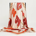 New Arrival Imitated Silk Satin Silk Scarf Fashion Luxury Chain Leather Buckle Print 90 * 90 square Scarf Milk Silk Shawl