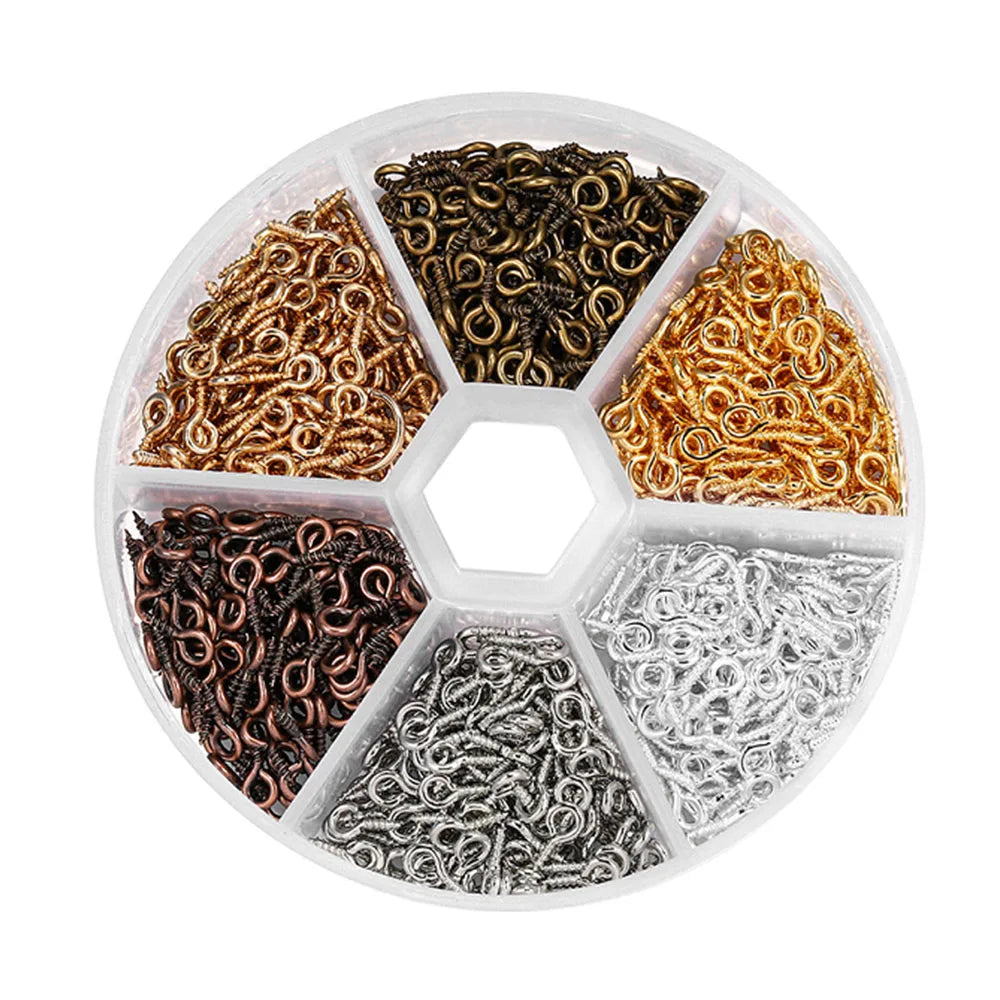 Hot Selling Storage Box Repair Part Tools Colorful Stainless Steel Screws Eye Pin Bails Assortment Kit DIY Jewelry Accessories
