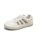 Genuine Leather Women's Shoes White Shoes Women's Spring New Flat Stripe Versatile Athleisure Board Shoes