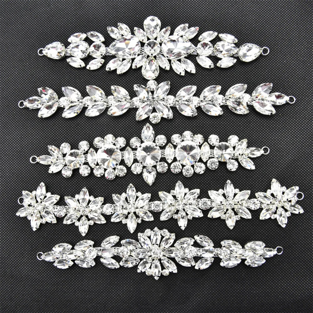 Glass Strass Wedding Dress Belt Appliques Trim Clear Color Rhinestone Clothing Patches Sewing Sash Shoe Embellishments