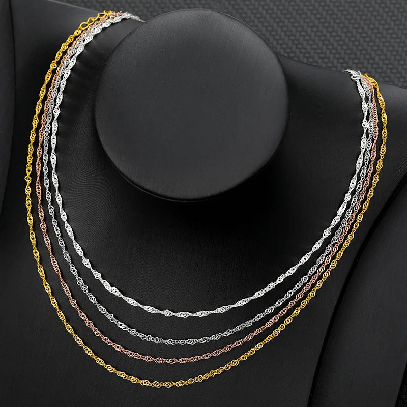 Hot Sale Gold Plated O Shape Chain Necklace Stainless Steel Twist Water Wave Chain Necklace for Women Men