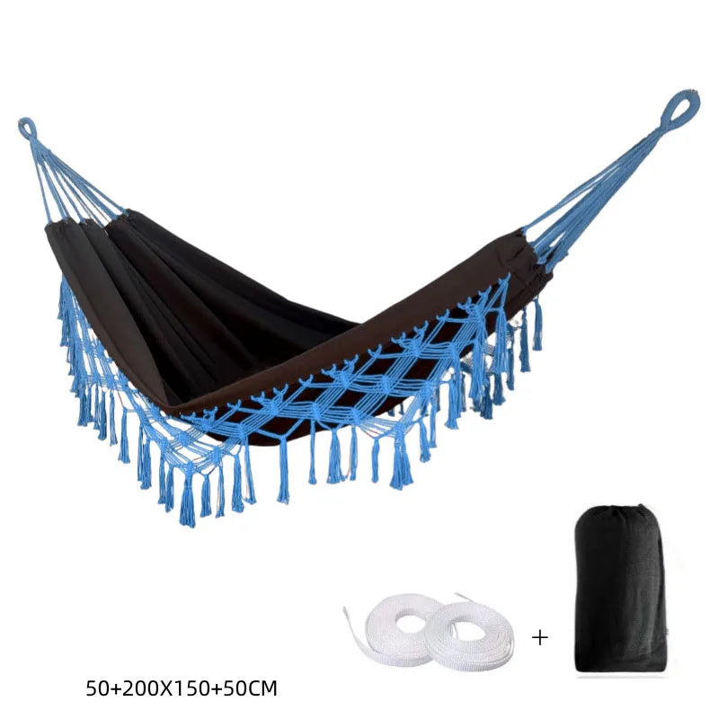 Comfortable Thick Canvas Hanging Hammock for Garden Travel Camping with Tree Straps and Hanging Bags for Hiking