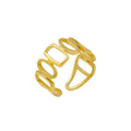 New Trend Adjustable Ring Hollow Design Stainless Steel Plated 18 K Gold Ring Jewelry