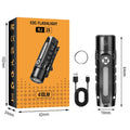 BORUiT RJ28 Mini EDC Flashlight with 410LM & Type-C IP66 Waterproof LED Aluminum Lamp Body Torch Pocket Flashlight for Camping