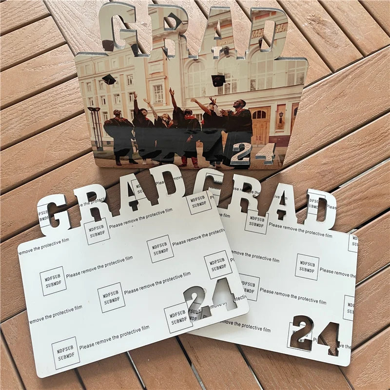 MDFSUB Customized 5mm Grad&2024 Sublim Photo Frame Blank Sublimation Grad Plaques MDF Grad&24 Photo Frame for Graduation Gifts