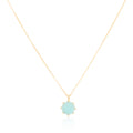 925 Sterling Silver 18K Gold Plated Geometry Gemstone Bezel Setting Round Amazonite Pendant Necklace