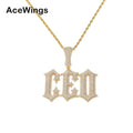 CP41 New Brass Custom Name Pendant Prong Setting with Zircon Bling Bling Necklace Hip Hop Jewelry