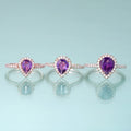 KH076 Abiding Fine Jewelry Brand Wholesale Pear Shape Amethyst Gemstone White Yellow Gold 925 Sterling Silver Halo Ring