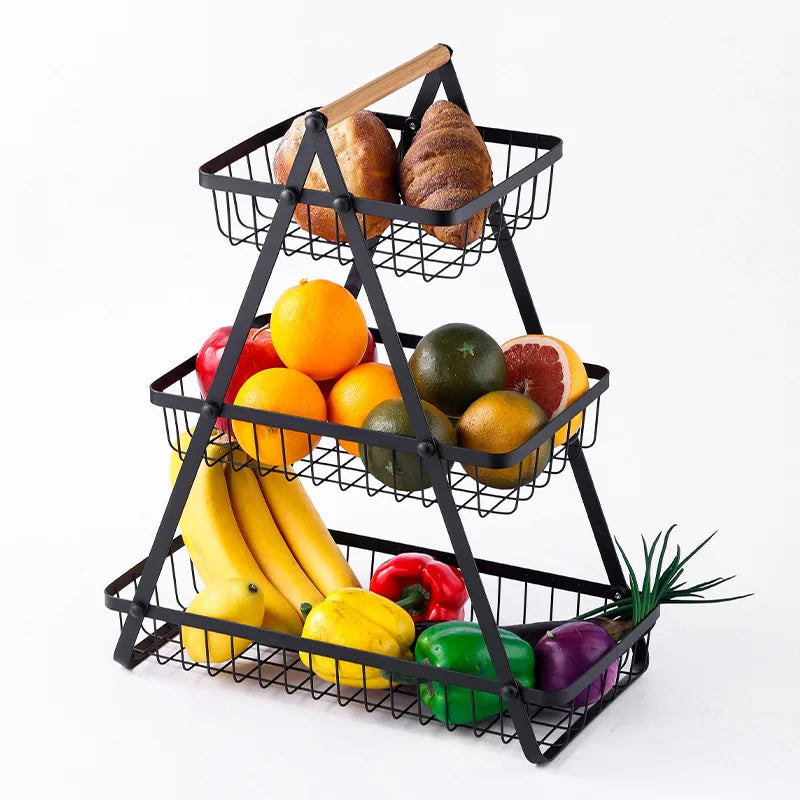 Factory Direct Sales Fruit Basket Stackable Storage Hanging Metal Wire Baskets for Kitchen Countertop Organizer