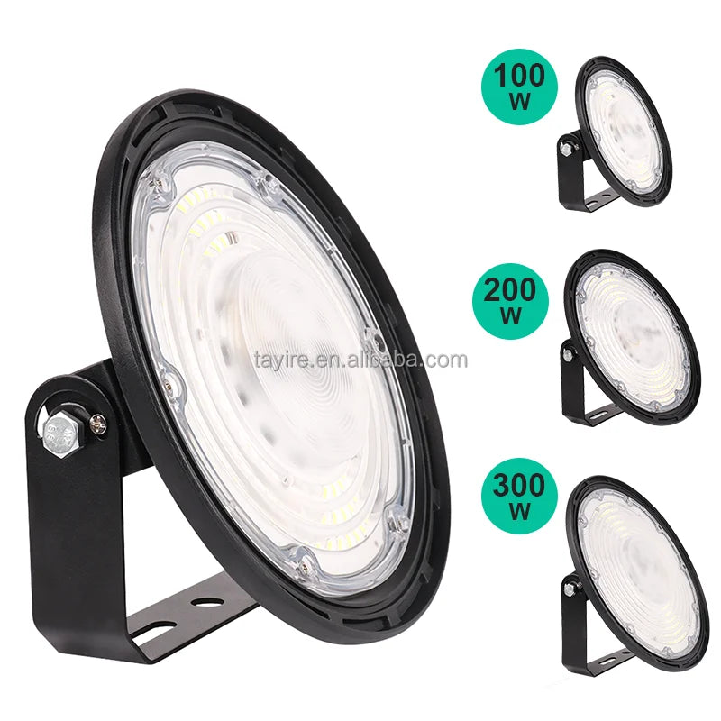 EU Stock Industrial UFO LED High Bay Light 100W 200W 300W 6500K Long-Life Industrial LED Light for Factories IP65 Workshop