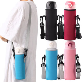 Custom Logo Water Bottle Holder with Adjustable Shoulder Strap Bottle Sleeve with Belt