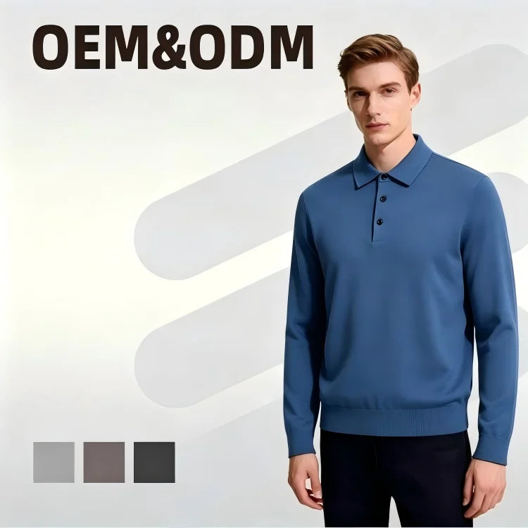 Custom 53.5%Polyester 20.7%Polyamide 19.5%Acrylic 6.3%Wool Polo Collar Sweater Men's Winter Buttons Knit Sweater