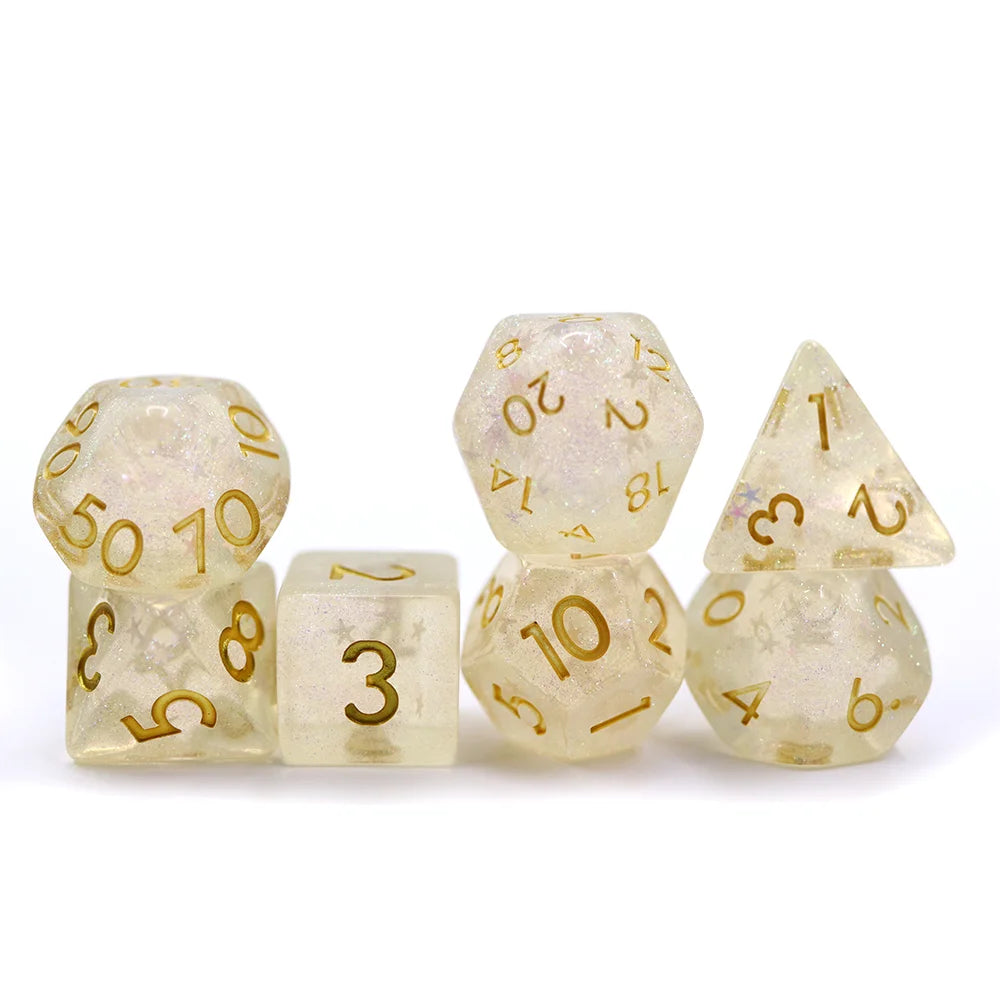 7-Pack 20-Sided Polyhedral Clear Resin Dice Set Low MOQ D20 for DND RPG Table Game
