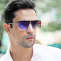 Logo Custom Retro Flat Top Mens Shades Oversized One Piece Lens Sunglasses UV400 Big Frame Square Sun Glasses Men