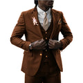 Brown Men Tuxedo Two Buttons Handsome Groom Tuxedos Men Suits Wedding/Prom/Dinner Man Blazer Jacket Vest Pants
