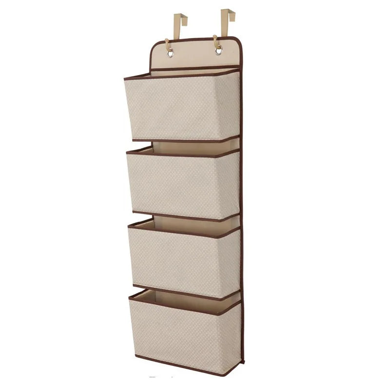 Multilayer Cotton Hemp Hanging Canvas Bag Waterproof Collapsible Wall-Mounted Storage for Wardrobe Organizing Hogar Y