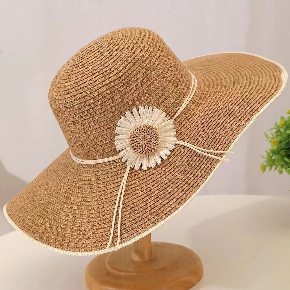 Large Brim Unisex Bucket Hat New Summer UV Protection Sunshade Foldable Beach Seaside Sun Hat Women's Fashion Character Paper