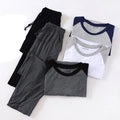 Man  Two Pieces Short Pajamas Sets Mens  Casual Home Wear Long Sleeve Tshirts Pants 2 Pcs Sleepwear Set