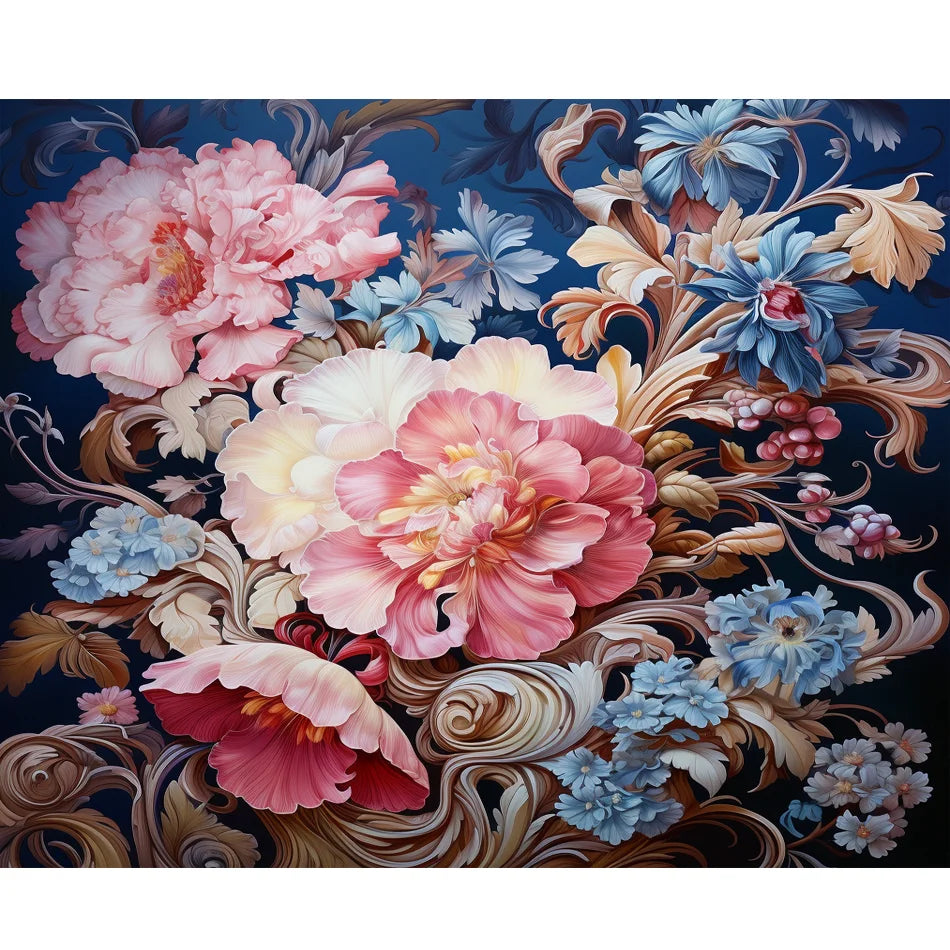 Flowers Diy Diamond Embroidery Picture Rhinestone Diamond Cross Stitch Painting Handicraft Hobby 30x40cm/12x16inch Without