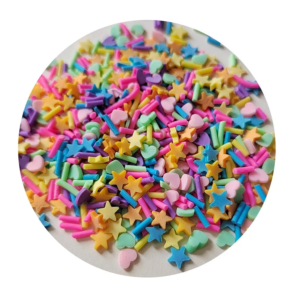 500g Mixed Polymer Hot Clay Heart Star Slices Sprinkles Long Cylindrical Hot Clay for Slime Supplies Tiny Plastic Klei Accessory