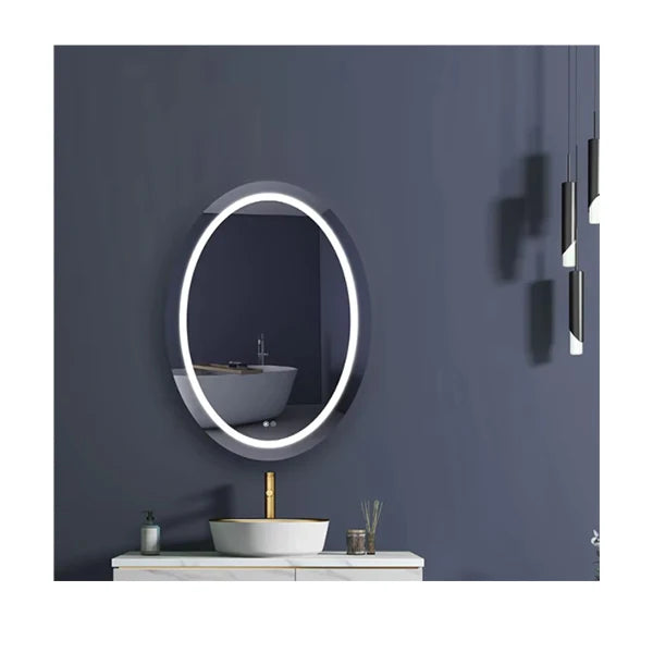 KMRY Custom Size 60*80cm 5mm Thick Silver Lenses Modern Rectangular Frameless LED Illuminated Hotel Use IP67 Waterproof Anti-Fog