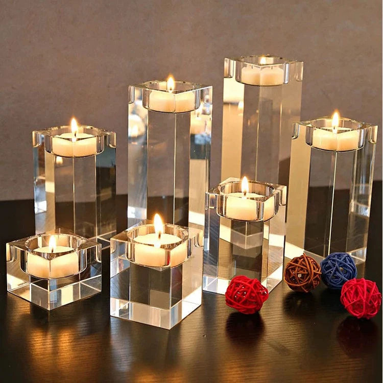Handmade Crystal Candle Stand Tea Light Holder for Home Decoration Christmas Weddings Holidays Gifts