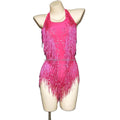Stage Dance Wear Rhinestone Jumpsuit Sexy Nightclub Prom Fringes Leotard Stage Costume Tassel Party Bodysuits