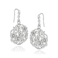 Vintage Inspired Dangling Floral Earring Sterling Silver Polished CZ Floral Dangle Earrings Friendship Earrings for Women