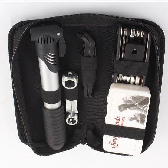 Puncture Kit Bicycle with Pump Multifunctional Inner Tube Repair Patch Set