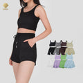 New Hot Summer Sleeveless Crop Top Set Women Skinny Tennis Two Piece Sports Wide Leg Plus Size Women's Short Sets